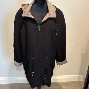 Weather Tamer Black and Tan lined Jacket Detachable Hood Size XL